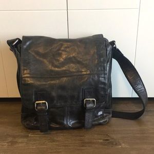 Fossil Brand Dark Leather Messenger Bag